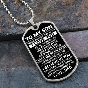 To My Son - Never Forget How Much l love You -  Military Ball Chain  great  gift, Gift Jewelry, Inspirational Jewelry, Necklaces, Engraved Jewelry, Family Pendant Necklace
