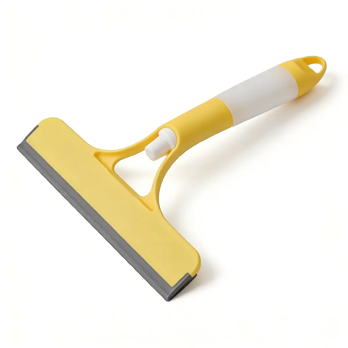 3-in-1 Spray Scraper Squeegee Tool - Car Window Cleaner, Water Spot Remover for Home Windows, Mirrors (White & Yellow)