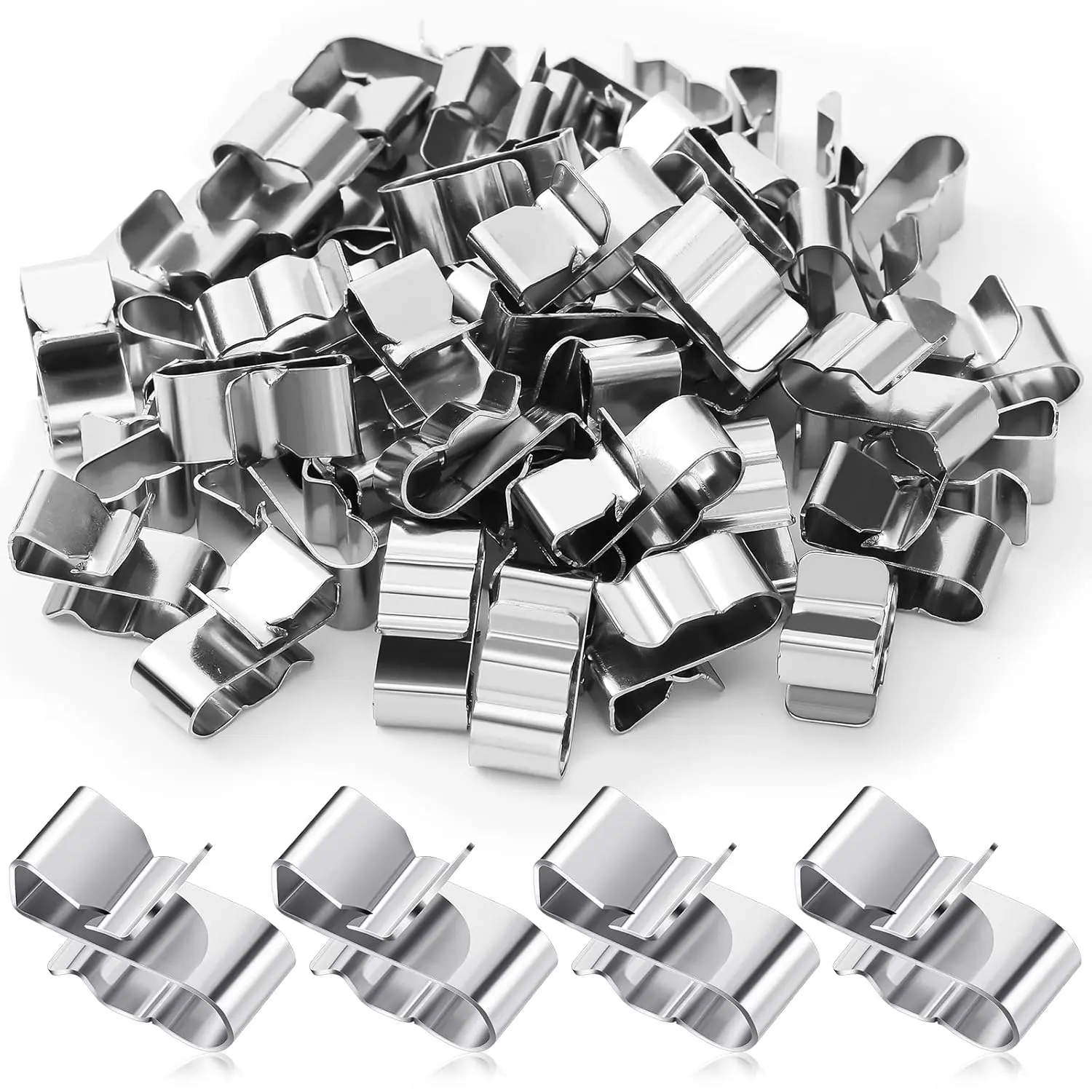50 Pcs Trailer Frame Wire Clips Stainless Steel Metal Cable Clips 22.5 mm/ 0.89 Inch Solar Panel Double Wire Clamps Trailer Clamps for PV Wiring Boat Cable