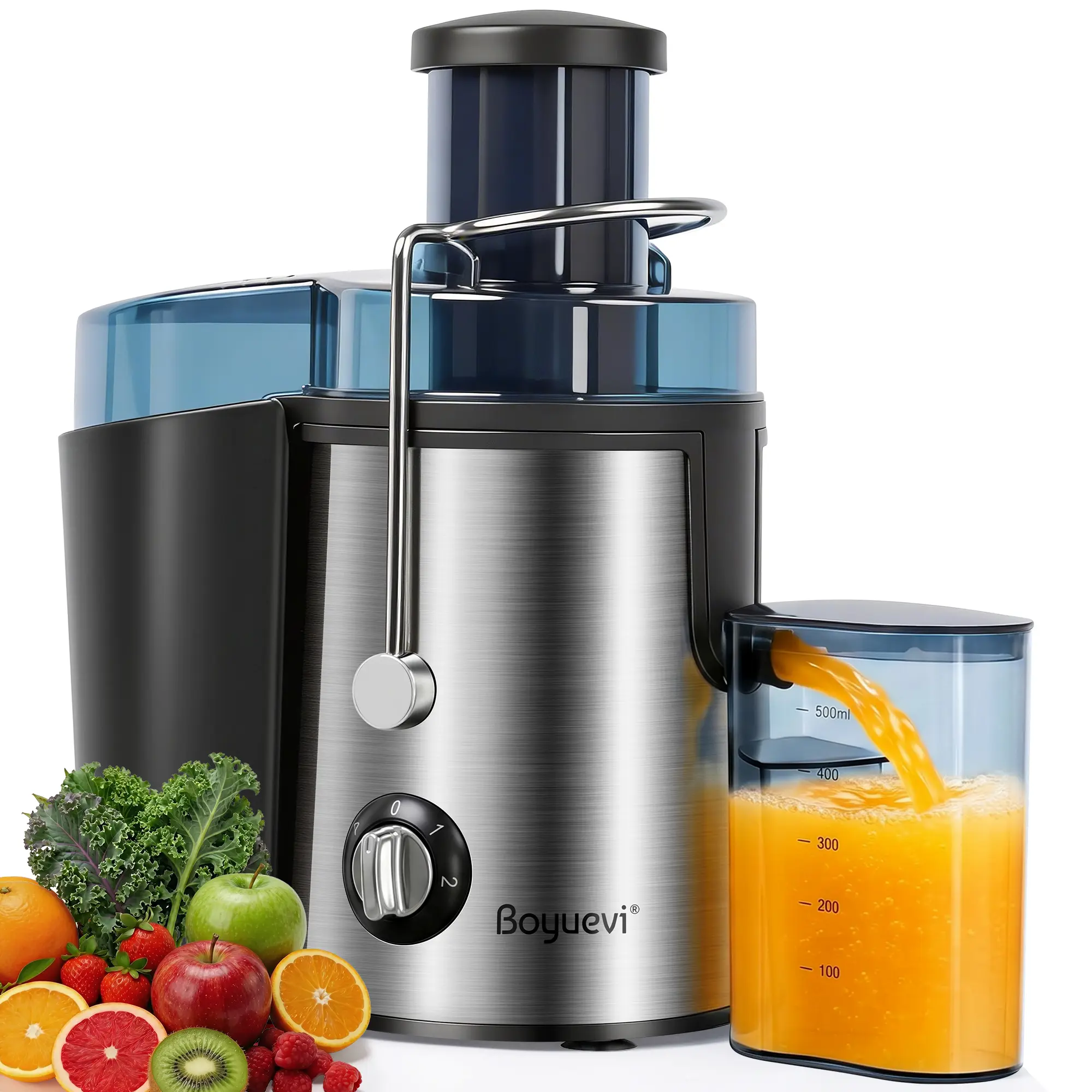 Centrifugal Food Juicer Machine 800W with 3" Feed Chute for Whole Fruits & Veggies, ABS, Fast Juicing Extractor, BPA-Free, Easy Clean, 30oz Juice Container