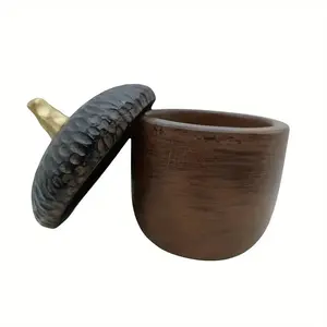 Vintage Acorn Shaped Resin Decorative Jar with Lid, Rustic Gothic Style Storage Jar Organiser Canister, Ideal for Garden & Yard Decor, Perfect Gift Packaging, Refillable Jar, Bottles