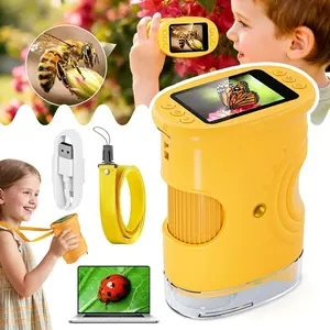 Handheld Microscope, Natural Exploration Microscope, 2-Inch IPS Screen, 200x-1000x Magnification, Portable for Outdoor and Classroom Use, Handheld Digital Microscope