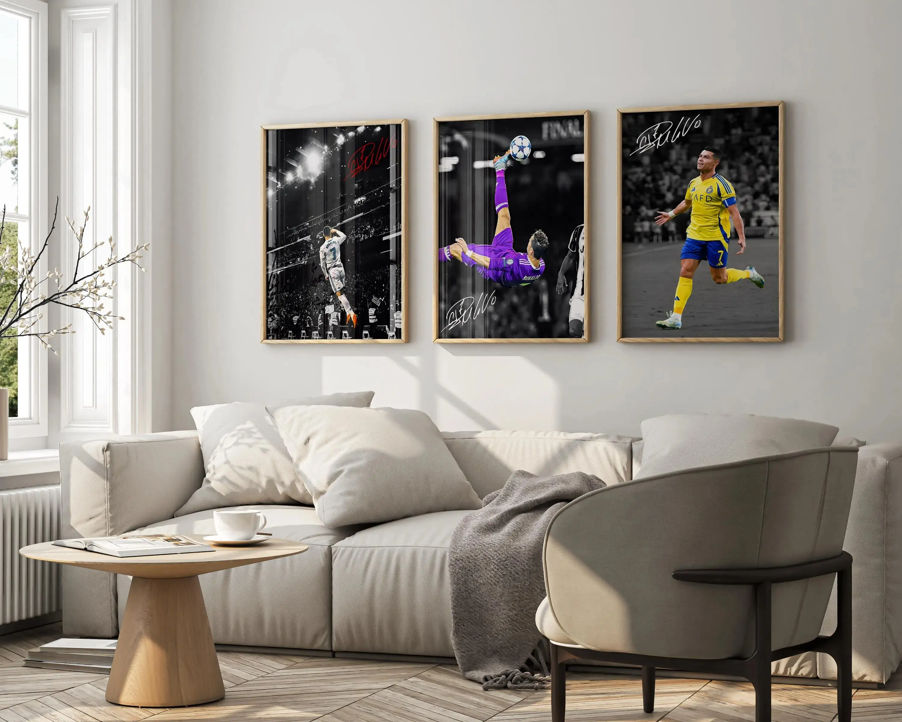 6-Piece CR Signed Football Poster Set - Soccer Room Wall Art Decor Bundle for Home Decor