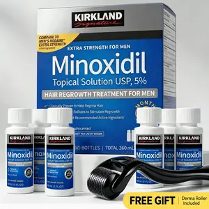 Kirkland Minoxidil 5% For Men & Women | Hair Growth Liquid for Androgenetic Alopecia & Sparse Hair, 3-Month Supply, Nourishes Hair Roots, Boosts Hair Volume & Stimulates Natural Hair Regrowth, Clinically & Dermatologically Verified