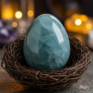 Blue Celestite Eggs, Polished Celestite Tumbles - Egg-shaped Celestite Crystal Desk Decoration Mineral Specimen Worry Stone Easter Egg Gifts