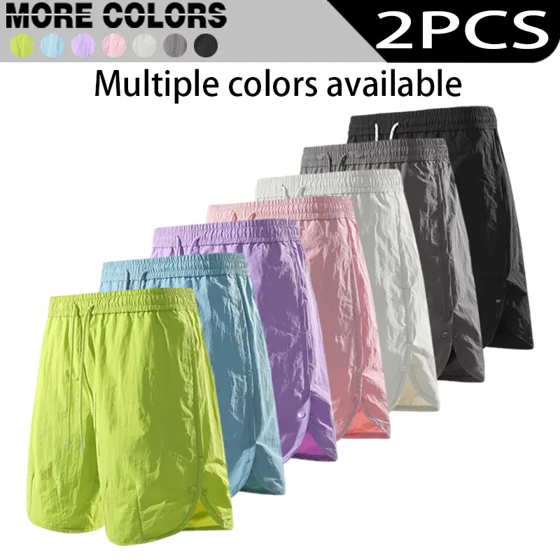 Summer atmosphere: Men's ice silk quick drying casual sports shorts. Summer loose, lightweight, breathable, casual, skin friendly, fashionable, versatile sports shorts 5PCS value combination