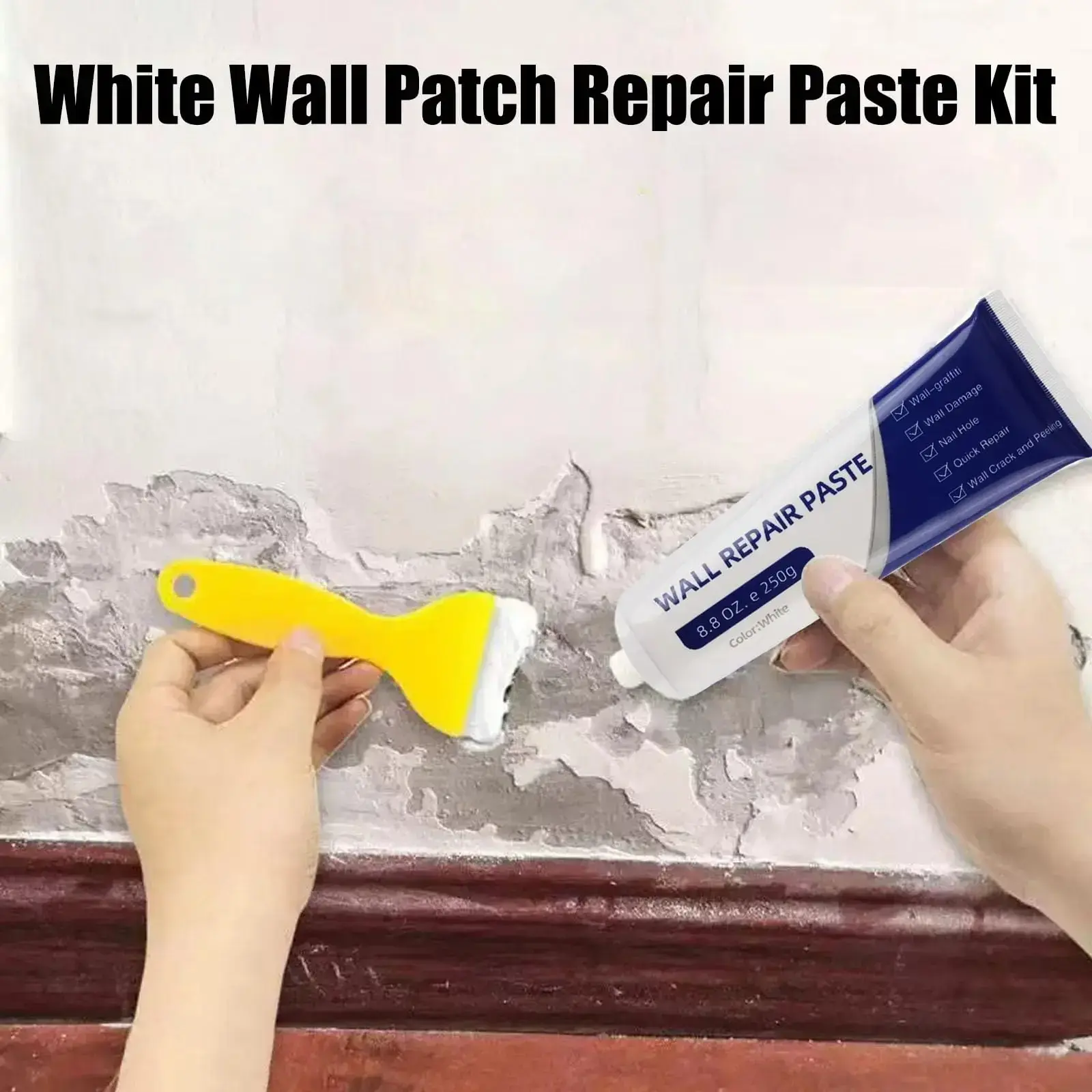 Drywall Repair Kit with Scraper, White Spackle Wall Hole Filler Paste, Plaster Crack & Dent Patch Repair caulking wall repair paste