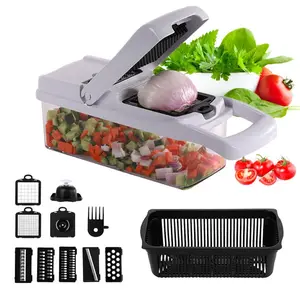 12 in 1 Vegetable Spiralizer Chopper Slicer Grater with Container & 5 Interchangeable Blades for Efficient Cooking