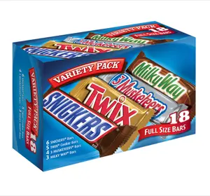 SNICKERS, TWIX, 3 MUSKETEERS & MILKY WAY Full Size Christmas Candy Chocolate Bar Variety Box, 18 ct Bulk Candy