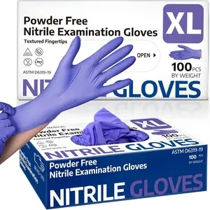 Velvetods Gloves,  Latex-Free  Safe Cleaning  Disposable  Glove, Purple 100 Rubber Vinyl