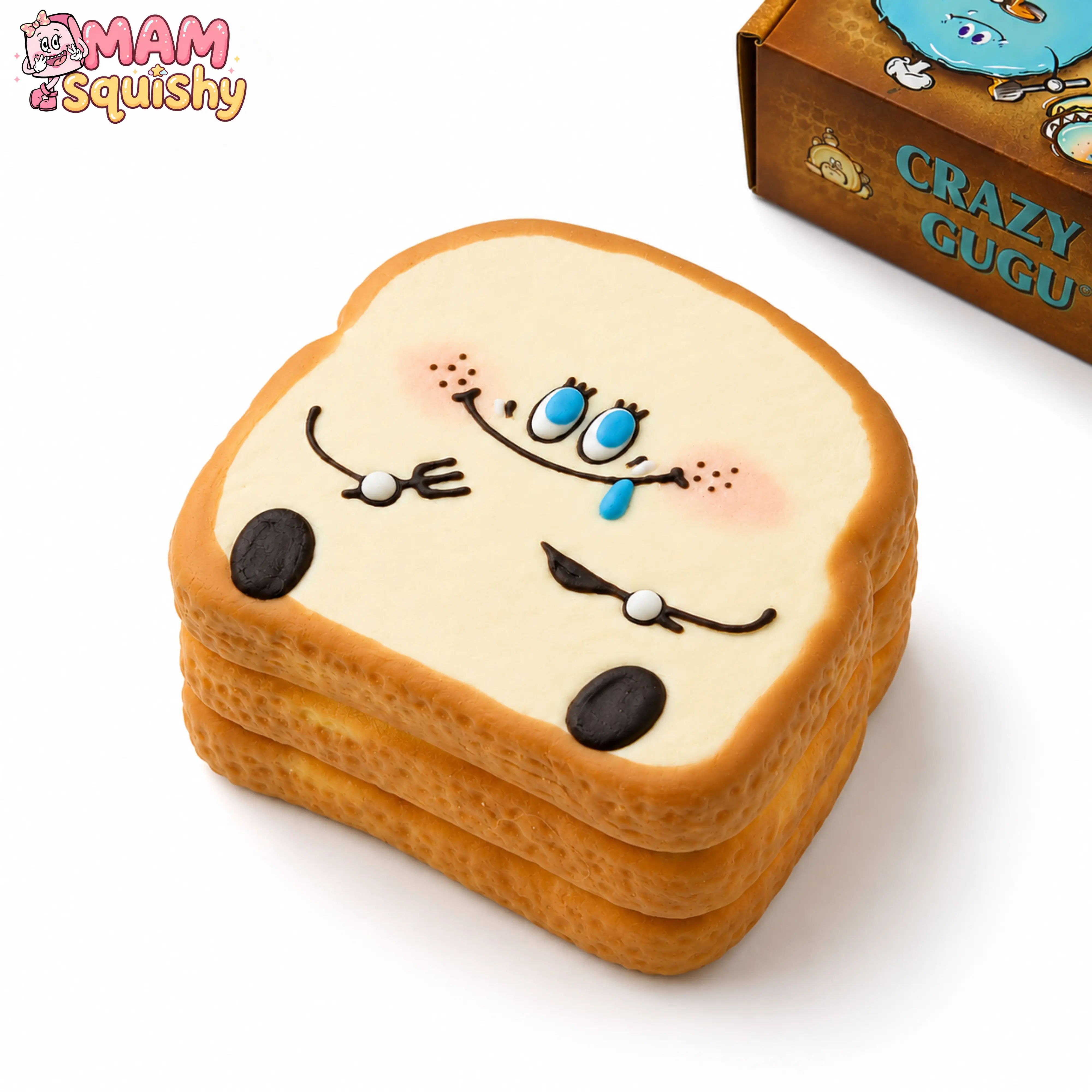 Mini Raw Dough Toast Squishy - Super Soft Slow-Rising Bread-Shaped Fidget Toy, Cute Realistic Food Squishies, Stress Relief Sensory Toy for Kids, Ideal Gift & Party Favor, Fidgets Squishies