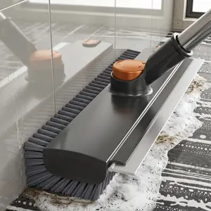 Scrub Brush with Long Handle, Floor Scrub Brush Squeegee Broom for Cleaning, 3 in 1 Shower Scrubber Floor Broom Squeegee for Concrete mop Wall Deck PatioFloor scrubber for household bathroom - for cleaning bathroom grooves - for cleaning gaps -brush Spin