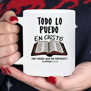 Spanish bible verse ceramic mug Todo Lo Puedo En Cristo Philippians 4 13 coffee cup with Spanish faith dishwasher safe suitable for hot cold drinks gift for church events birthdays Easter for Spanish speakers