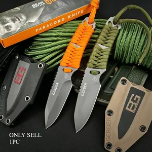 High-Hardness Survival Fixed-Blade Knife with Sheath, 8Cr13Mov Blade, Nylon Cord Handle—EDC, Rescue, Cutting, Hiking, Fishing, and Adventure Tool—Portable Outdoor Camping Knife