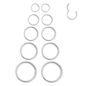 16g 6mm/7mm/8mm/9mm/10mm hinged clicker septum rings, 16g nose hoops, tragus & helix cartilage hoop earrings