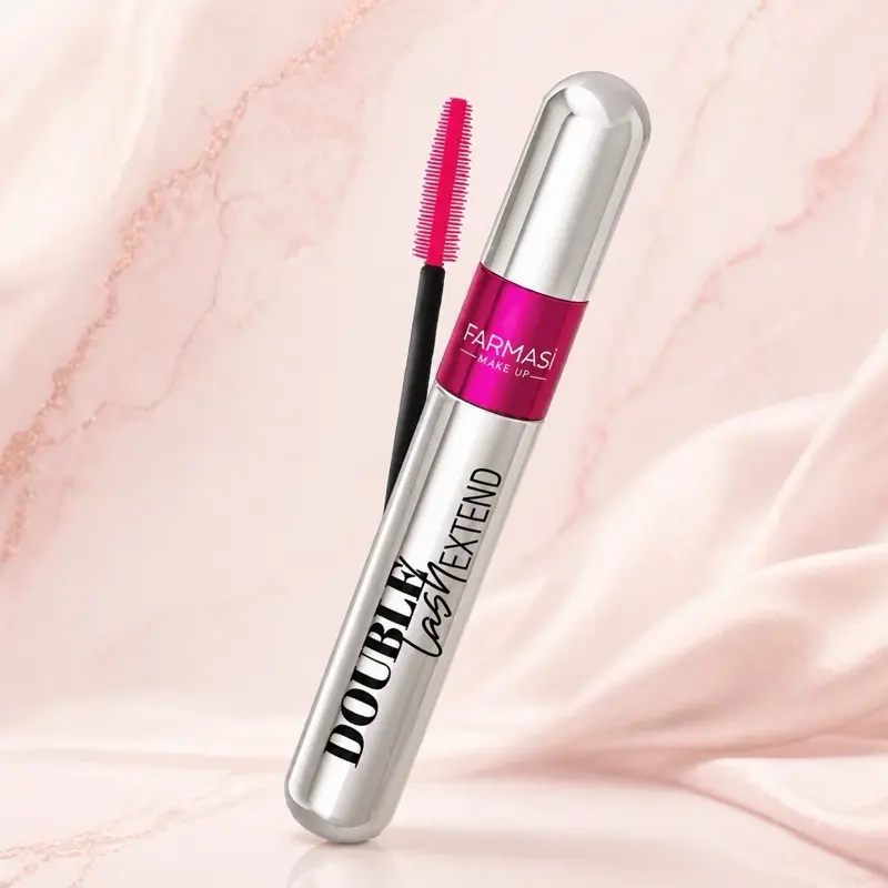 Farmasi Double Lash Extend Mascara 12 ml with Two-part Twisting Silicone Brush for 2X Volume and Length Customizable Look