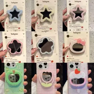 Star flower cute mirror surface suitable for magsafe magnetic suction bracket mobile phone desktop retractable lazy artifact
