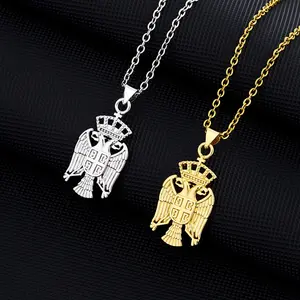 Republic of Serbia Eagle Pendant Necklace Couple Jewelry Unisex Souvenir Gift