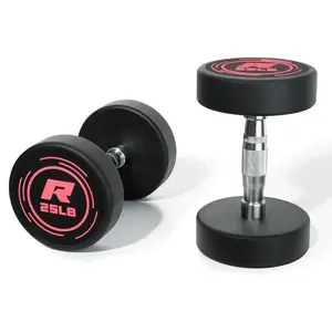 RitFit Pink PVC-Coated Round Dumbbells in Pairs  Floor Protection Durability Home Gym Arm Exercise Equipment