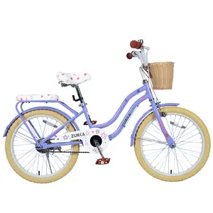 20" Single-Speed Bike with Steel Frame & White Leather Saddle - Front & Rear Brakes Full-Coverage Chain Guard Basket