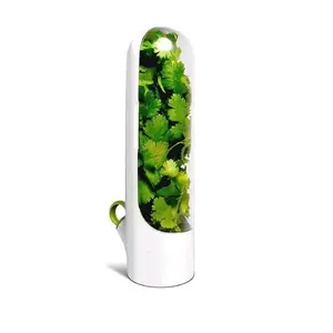 2 in 1 Herb Keeper Container With Water Reservoir Humidity Lock Herb Saver Pod For Fresh Cilantro Mint Parsley Dill Chives BPA Free Fridge Herb Storage