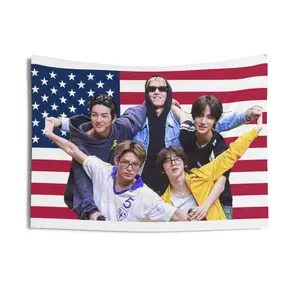 Kpop Music Digital Print Wall Flag Tapestry - 5 Sizes (30"x40" to 60"x90") - Wrinkle Resistant Synthetic Indoor Home Room Wall Hanging Decor Art - Gift For Kpop Fans