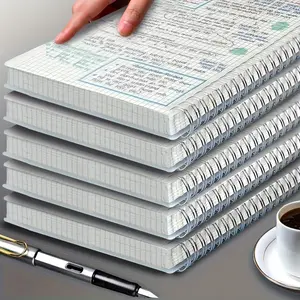 A5 Spiral Grid Notebooks 4 Packs with Flexible Plastic Covers, Perforated Pages, Ideal for Students, Math, and Engineering, White Ruled Type