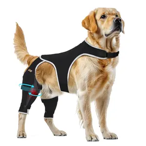 Supet Dog Rear Leg Sleeve - Machine Washable Non-Slip Adjustable Velcro for TPLO Recovery - Soft Breathable Fabric Bite-Resistant