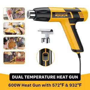 SEEKONE Mini Heat Gun, 600W Dual Temperature Diy Hot Air Gun Tool 572℉&932℉, With 4.9Ft Long Cable and Overload Protection for Crafts, Embossing, Paint Stripping, Shrink Wrap, and Heat Shrink Tube outdoorfun