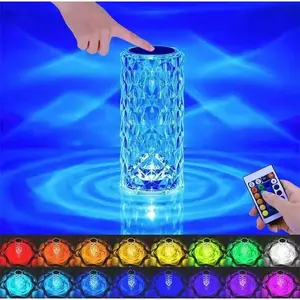 BWL LED Rose Light Projector Crystal Table Lamp, Home Bar Decoration, Touch Recharging Romantic Diamond Atmosphere Touch Night Light with 24-Button Remote Control & USB-C Charging Christmas Gift