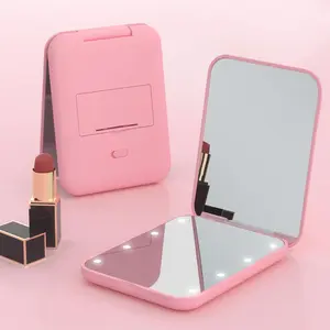 LED Pocket Makeup Mirror, Portable Compact Mirror with Light, Double-sided Compact Mirror with Lights, Portable Wallet Mirror, Small Lighted Compact Mirror for, Mirror Light, Travel Makeup Mirror