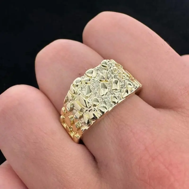 Fresco 14k Gold Nugget  Real Gold Plated Jewelry Gift for Men/Woman No Fade Same Day Shipping Crazy Sale Today Only queen banana rings