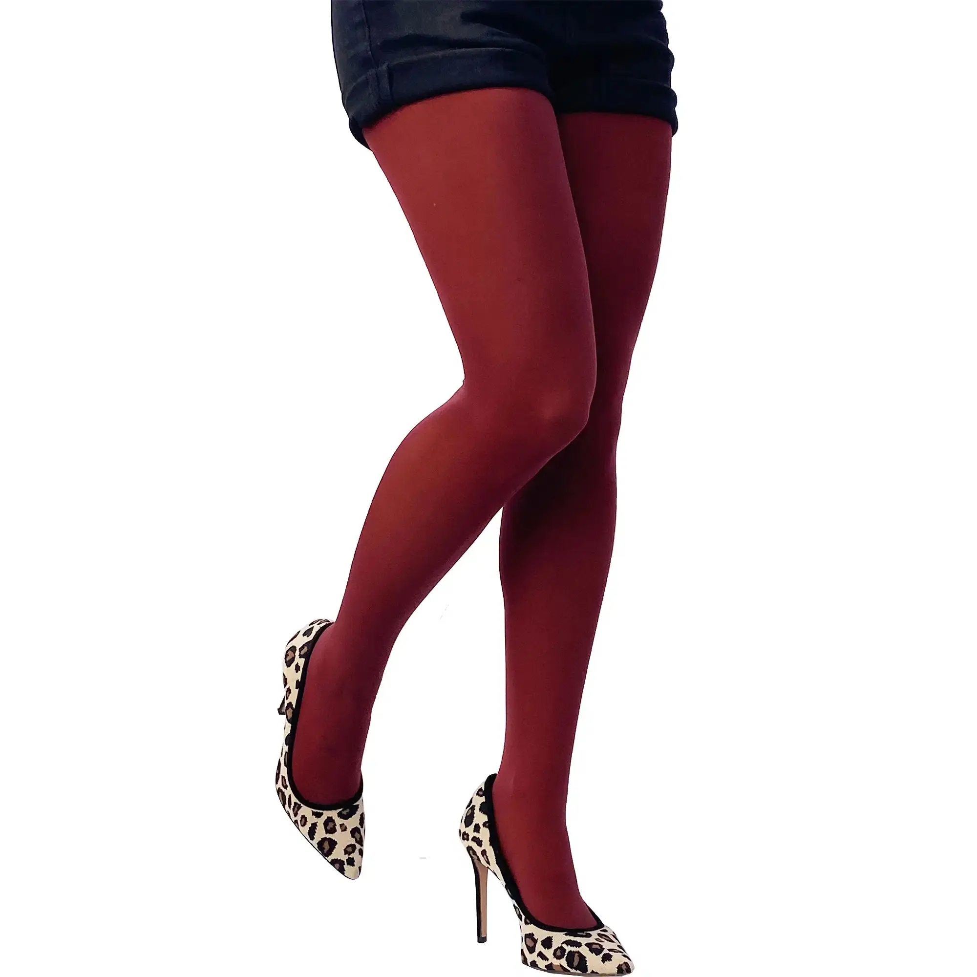 Burgundy 80 Denier Opaque Tights For Women