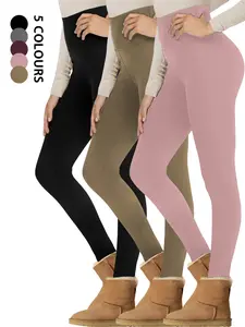 Women's Thermal Fleece-Lined High Waist High Stretch Leggings, 3-Pack Winter Workouts & Yoga Pants, Soft Thick Warm Tights for Cold Weather