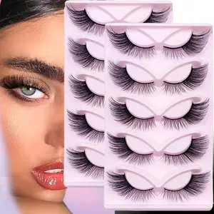 10Pairs/2Pack Natural Look Cat Eye Lashes 18mm Fox Eye Wispy Fluffy Strip False Eyelashes Reusable Soft Fake Lashes Makeup
