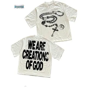 Y2K High - Street Religious - Themed Tee With 'We Are Creations Of God' Slogan Printed T-Shirts, Cotton T Shirt Unisex T-Shirts, Casual And Comfortable To Wear Men's T - Shirt Ideal For Both Casual Outings And Home Relaxation Funny T Shirts