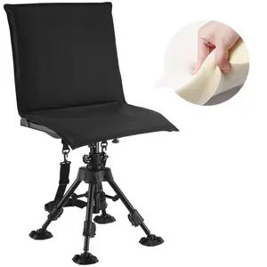 VEVOR Hunting Chair,  360° Silent Swivel, Foldable Portable Blind Chair, Heavy-Duty Steel Frame Ground Stool Seat,with Seat Cover, Anti-Sink Feet, Height Adjustable, 350 Lbs Capacity, for Fishing