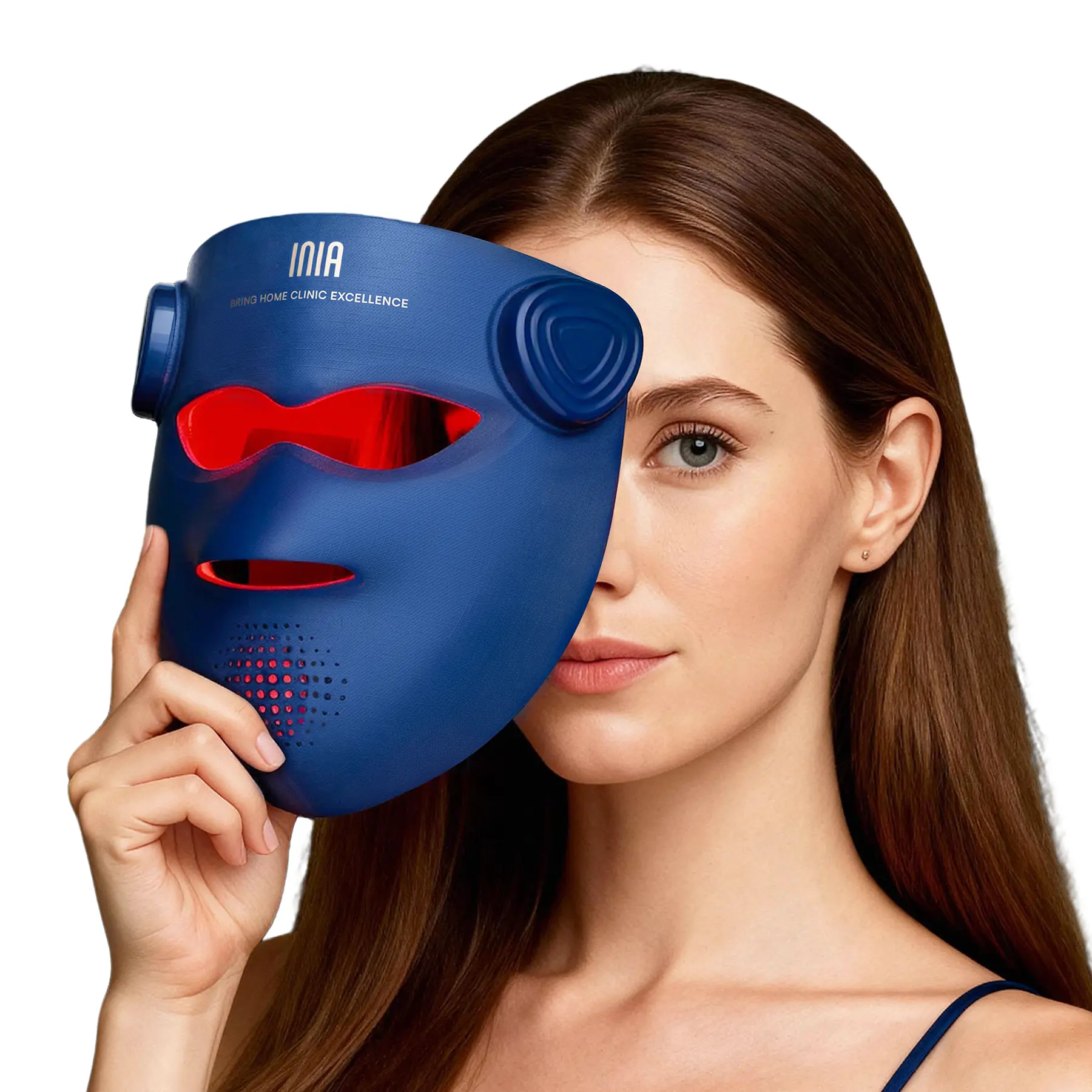 INIA GLOW 940 nm 4D LED Mask – Dual NIR 940 + 850 nm Deep Penetration for Deeper Repair, Visible Lift & Lasting Radiance, 4D Fit for Jawline Lift & Firm, Cooling Therapy, Wireless Comfort, Summer Travel Accessories