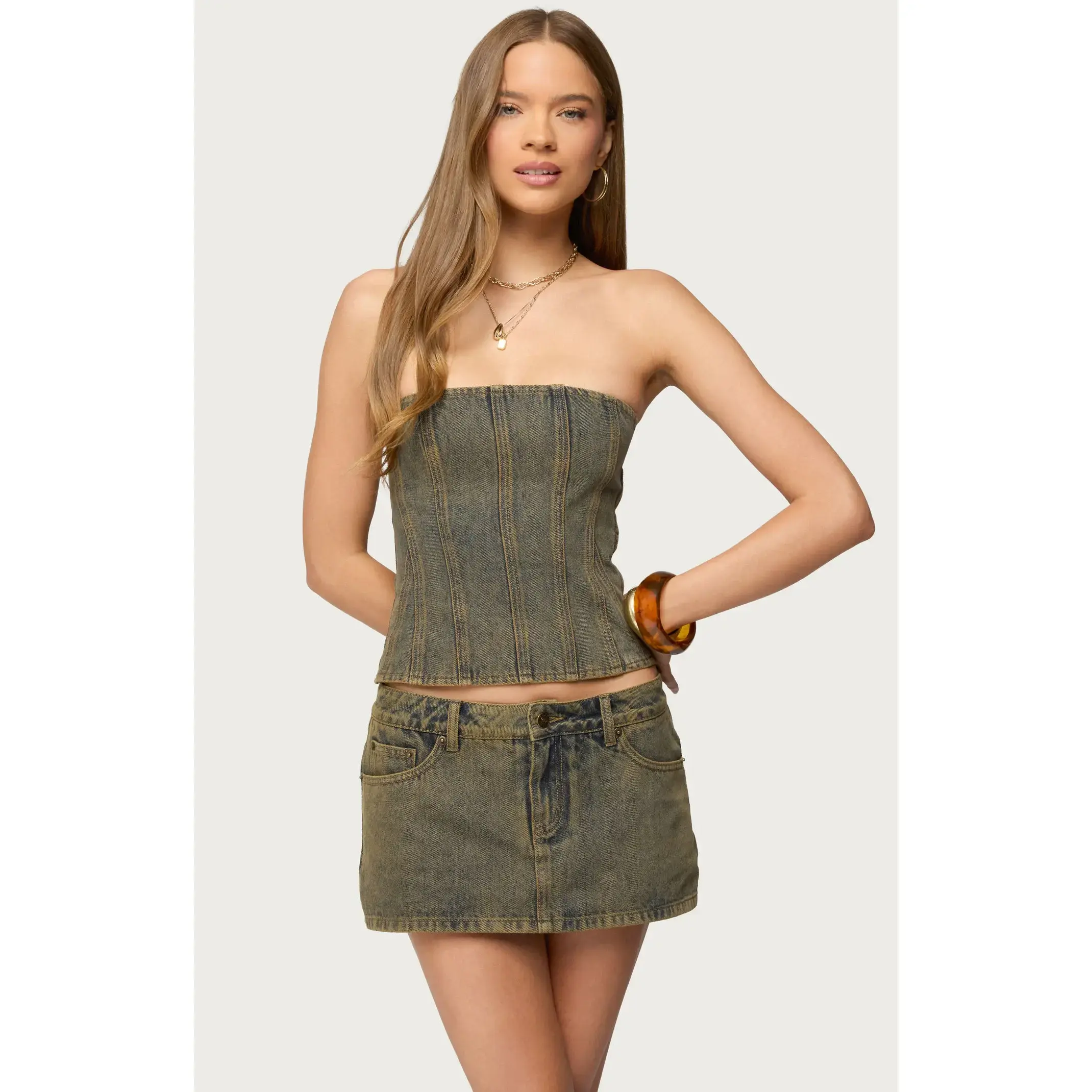 Edikted Women's Camelia Strapless Denim Corset