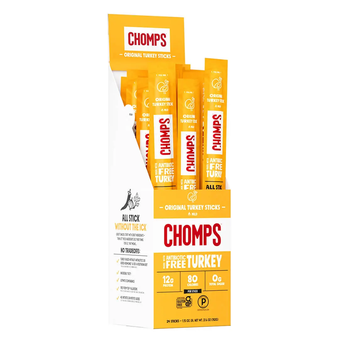 Chomps Original 0g Sugar, 12g of Protein Turkey Stick Snack, 80 Calories