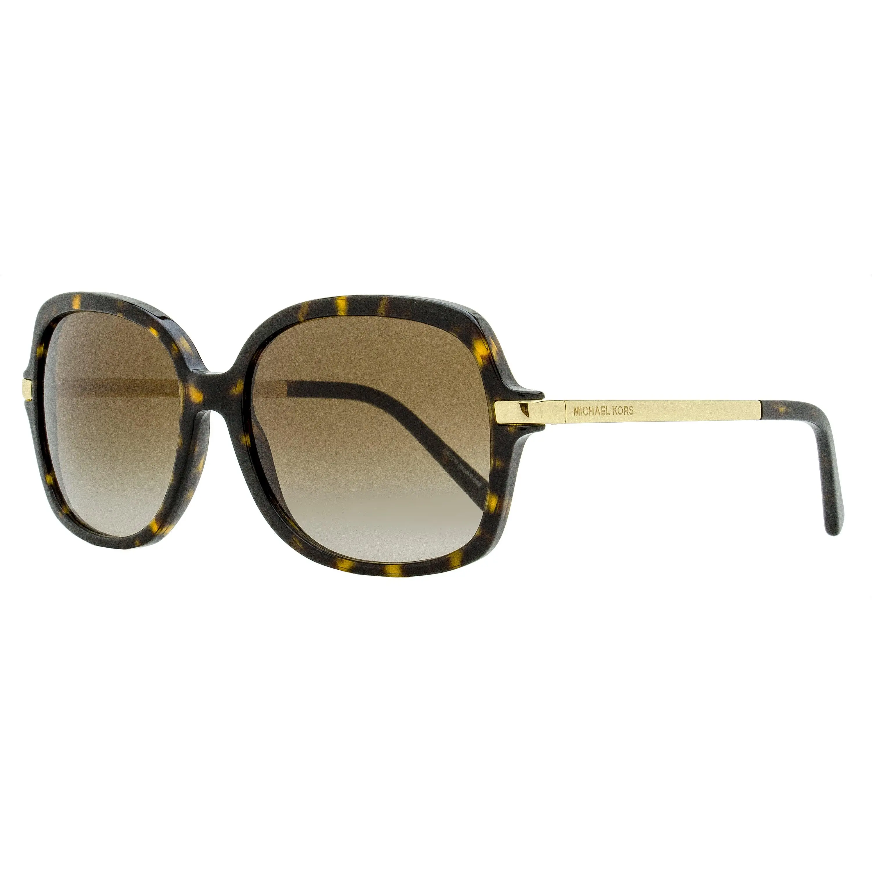 MICHAEL KORS Adrianna II Women's Square Sun Protective Sunglasses - Dark Havana Acetate Frame with Metal Temples, MK2024 57mm, Trendy Styling, Dark Frame, Fashionable, Modern Trendy, Stylish Shades, Trendy Styling Sunglasses