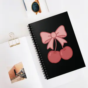 Cherry Bow Spiral Notebook - Cute Stationery for Students, Journaling, Gift for Friends, School Supplies, Note-taking