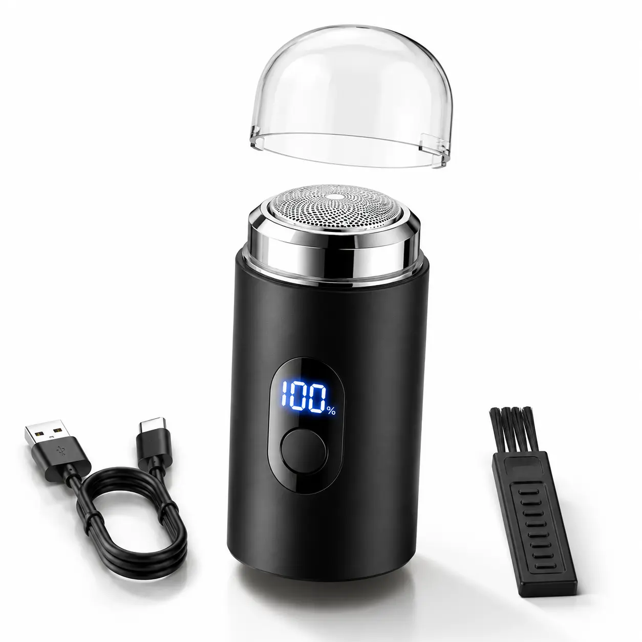 Mini Portable Electric Shaver for Men, Digital Display USB Rechargeable Pocket Rotary Razor, Travel Compact Shaving Gadget for Car Daily Use, Perfect Gift for Husband Dad