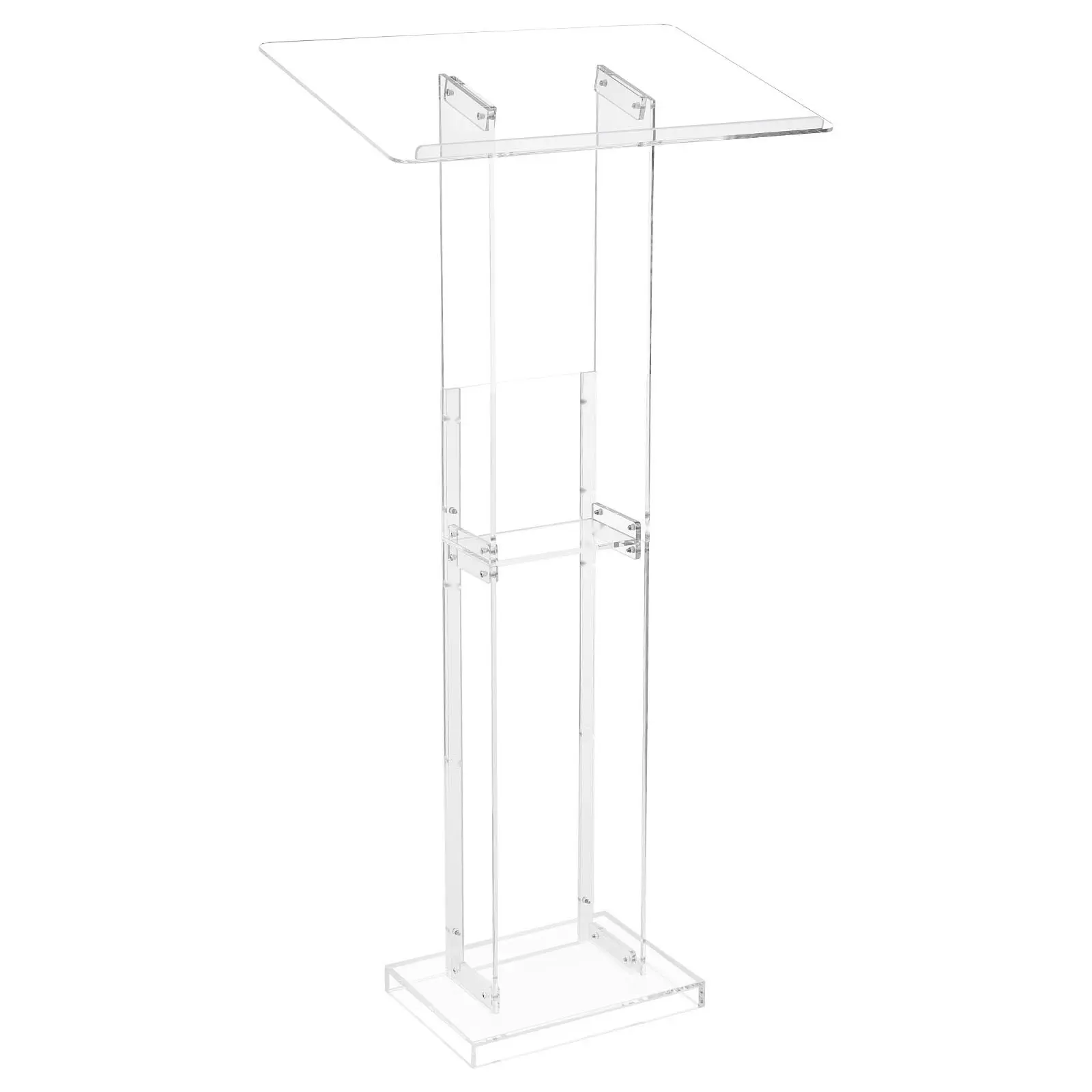50-Inch Portable Acrylic Lectern With Storage Shelf And Wide Reading Surface, Freestanding Podium Stand For Presentations, Conferences, Lectures And Classrooms, Lightweight, Durable, Easy Assembly, Clear See-Through Design