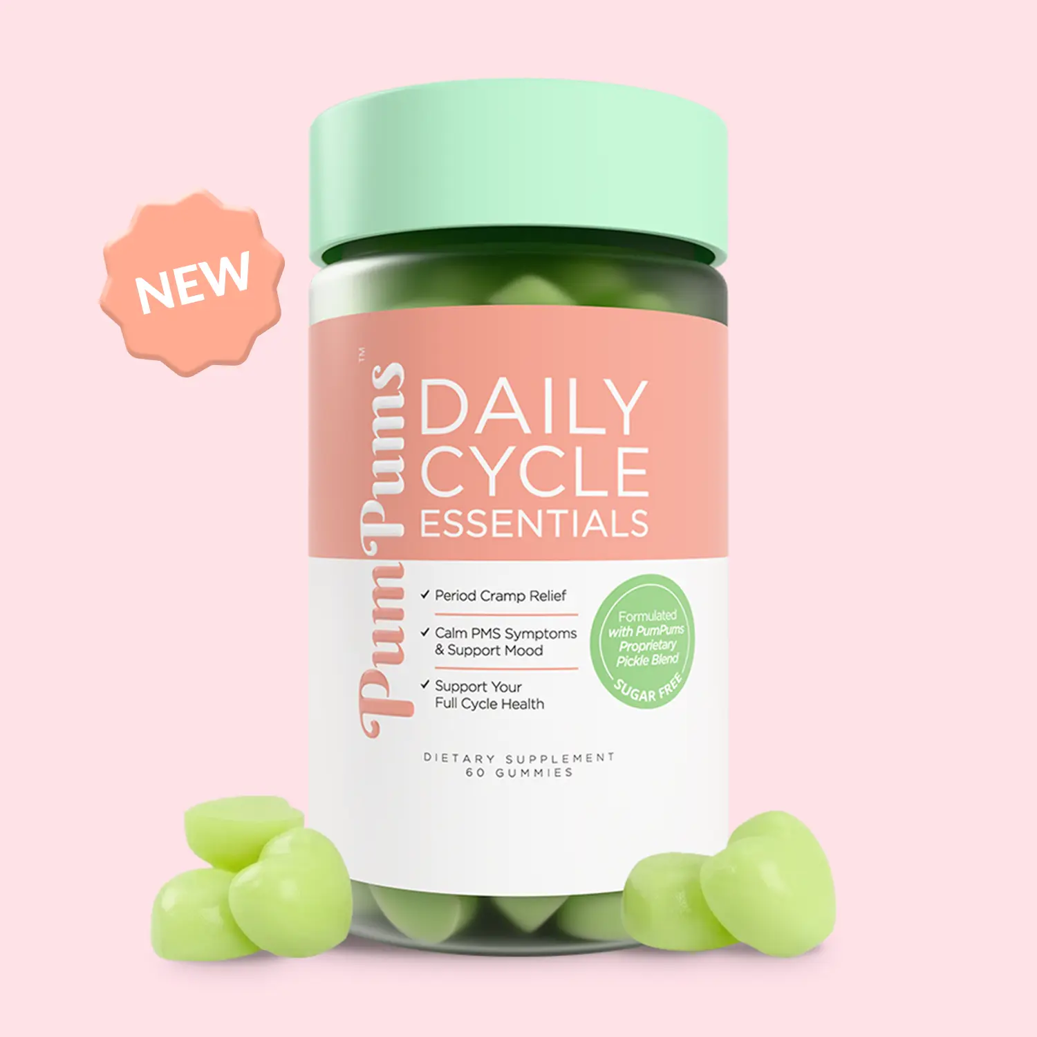 PumPums Daily Cycle Essentials — Advanced Formula with Ginger, Cramp Bark & Dual-Form Magnesium (Sugar-Free, Plant-Based Support for Cramps, Hormones, Bloating & Energy Throughout Your Cycle)