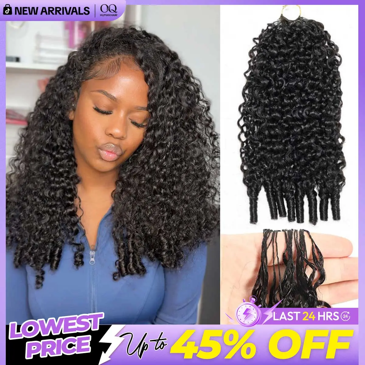 OQ HAIR Crochet Human Hair Burmese Curly Braiding Hair Bundles 50g Knotless Pre-Separated Invisible Crochet Hair Extensions #DealsForYouDays