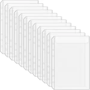 12 count A5 Binder Pockets No Zipper 6-Hole Budget  Envelopes for Small Refillable Notebook, Zipless A5 Planner Inserts Binder Pouches Loose Leaf  Organizer Bags for Saving Challenge
