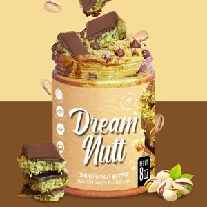 Dubai Chocolate peanut butter in a Jar - Pistachio Treat Crunchy Dessert with Milk Chocolate Butter, 8oz Jar Spread