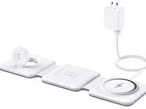 Charging Station for Apple Multiple Devices - 3 in 1 Foldable Magnetic Wireless Charger Dock - Travel Charging Pad for iPhone 15 14 13 12 Pro Max Plus Watch & Airpods