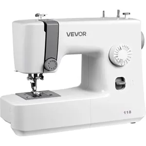 Father's Day Gift VEVOR Sewing Machine, 18 Stitch Applications, with LED Light and Foot Pedal, Simple Dial Control, Interior Metal Frame, Lightweight and Portable Beginner Sewing Machine for Adults Crafts and Mending